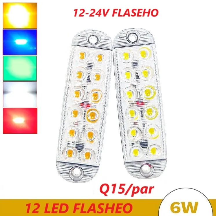 LUZ CAJON 12LED COLOR 12-80V FLASHEO PAR