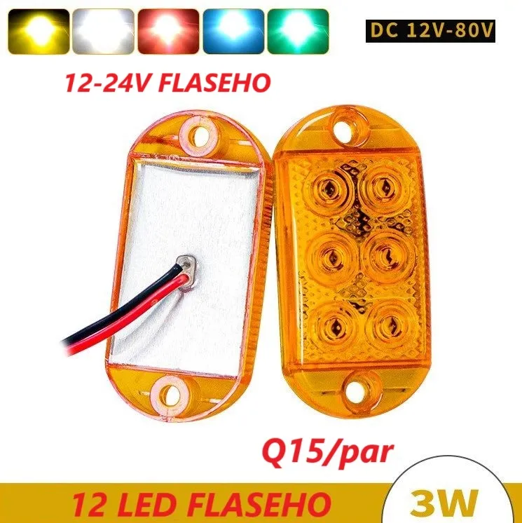 LUZ CAJON 6LED COLOR 12-80V FLASHEO PAR