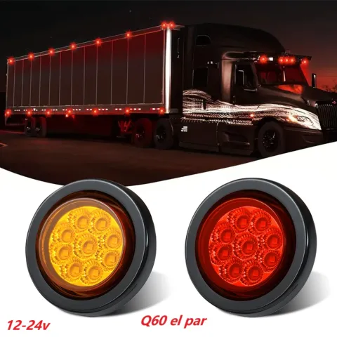 LUZ CAMION 9LED REDONDO 2" 12-24V AMARILLO/ROJO/BLANCO HULE PAR